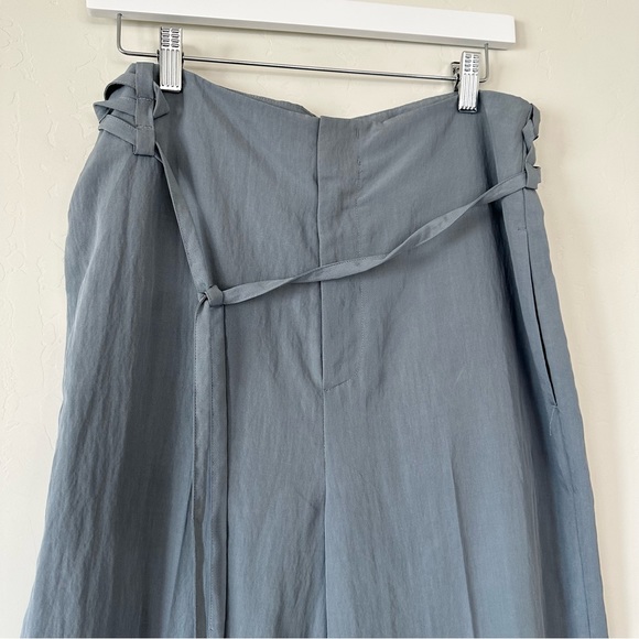 Vince Tie Waist Straight leg Trousers In Aqua Stone - Picture 3 of 16